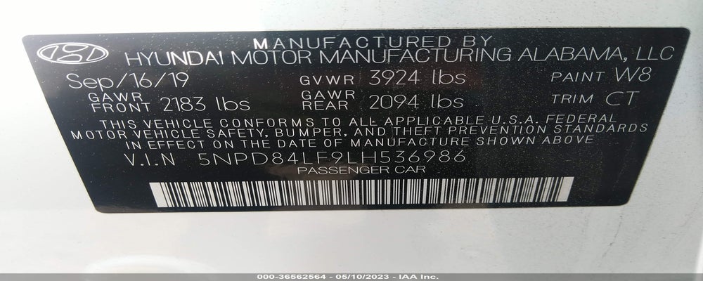 5NPD84LF9LH536986 2020 HYUNDAI ELANTRA photo no. 9