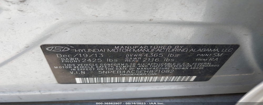 5NPEB4AC5EH871082 2014 HYUNDAI SONATA photo no. 9