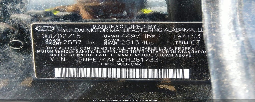 5NPE34AF2GH261733 2016 HYUNDAI SONATA photo no. 9