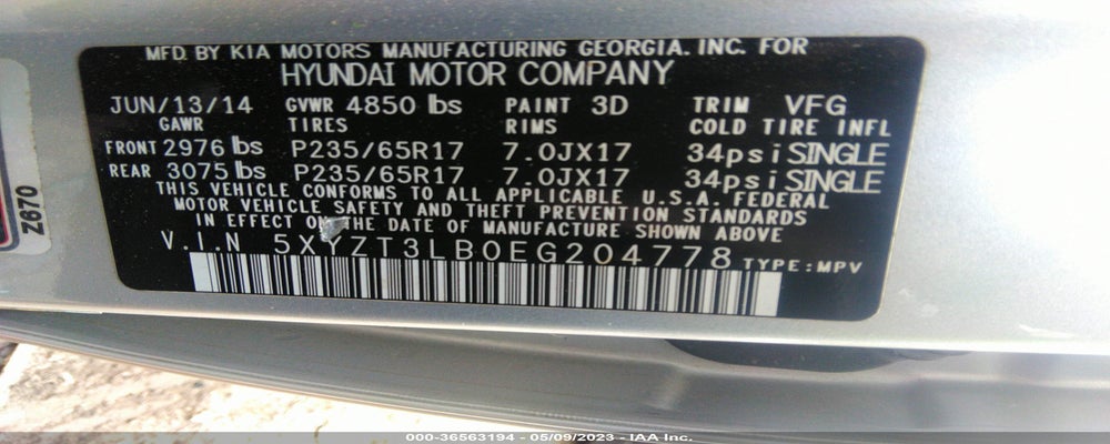 5XYZT3LB0EG204778 2014 HYUNDAI SANTA FE SPORT photo no. 9