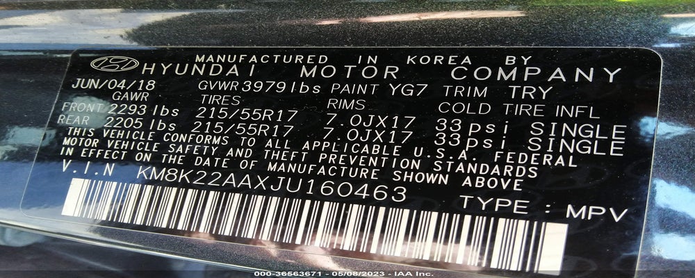KM8K22AAXJU160463 2018 HYUNDAI KONA photo no. 9
