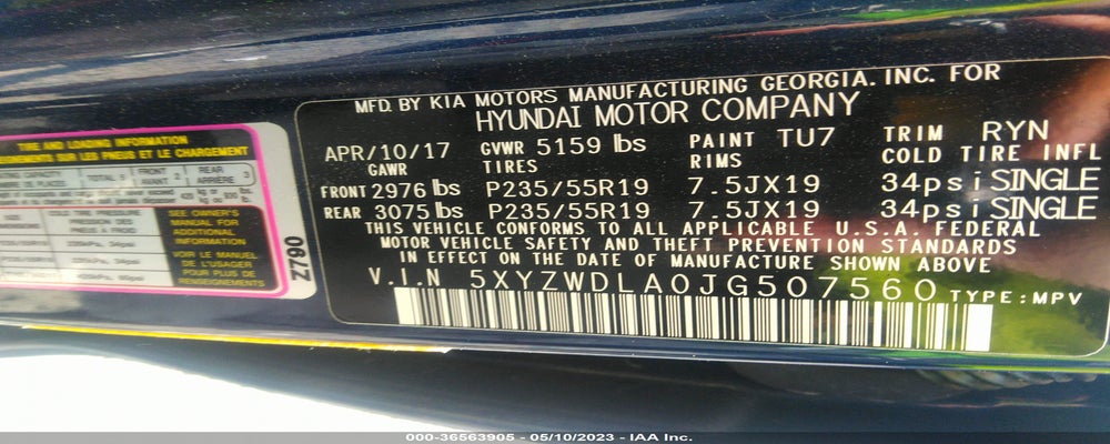 5XYZWDLA0JG507560 2018 HYUNDAI SANTA FE SPORT photo no. 9