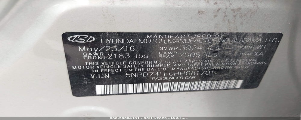5NPD74LF0HH081701 2017 HYUNDAI ELANTRA photo no. 9
