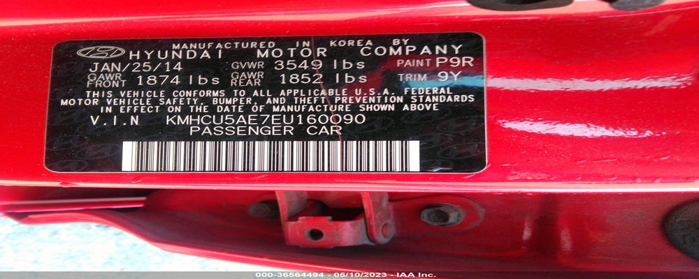 KMHCU5AE7EU160090 2014 HYUNDAI ACCENT photo no. 9
