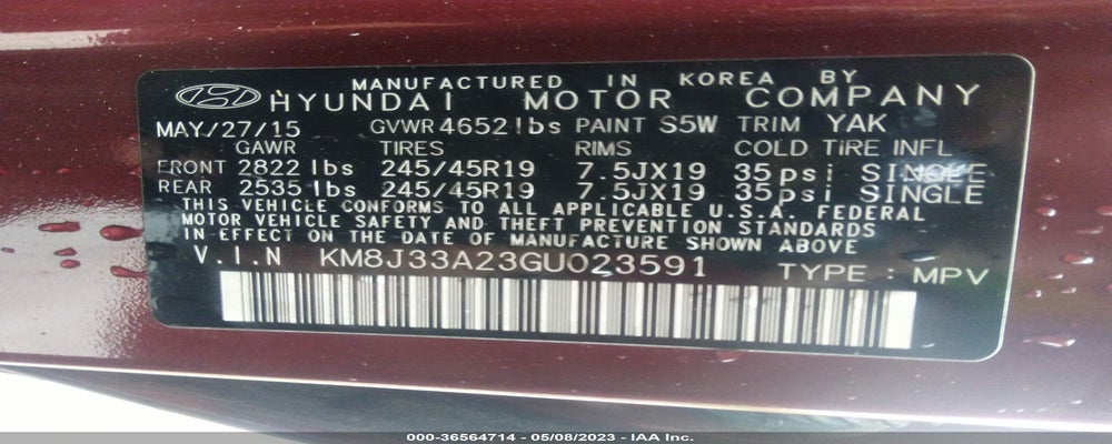 KM8J33A23GU023591 2016 HYUNDAI TUCSON photo no. 9