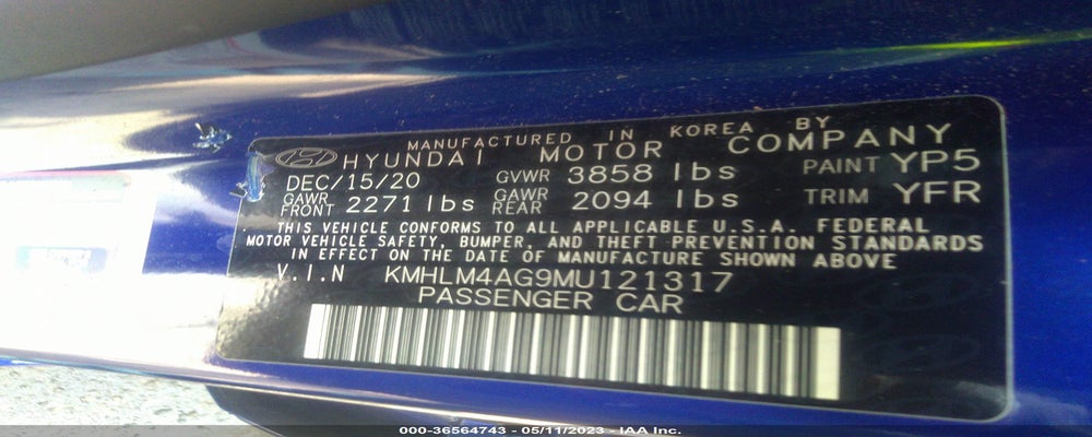 KMHLM4AG9MU121317 2021 HYUNDAI ELANTRA photo no. 9