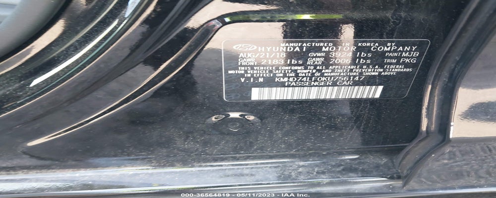 KMHD74LF0KU756147 2019 HYUNDAI ELANTRA photo no. 9