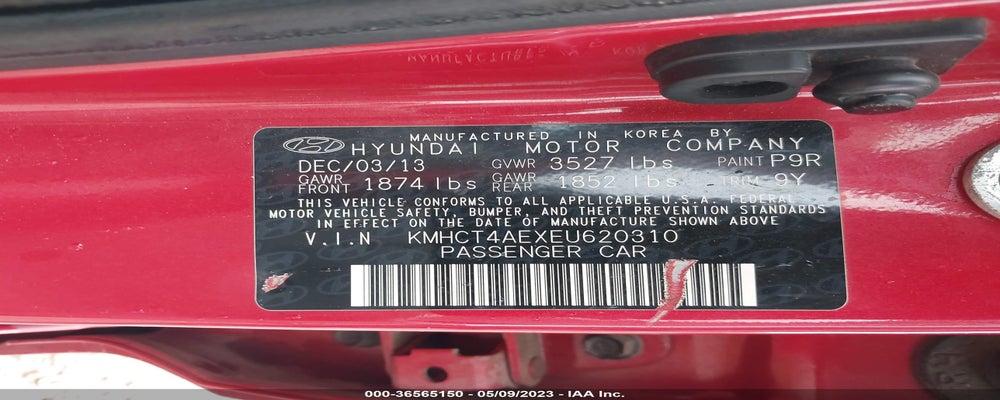 KMHCT4AEXEU620310 2014 HYUNDAI ACCENT photo no. 9