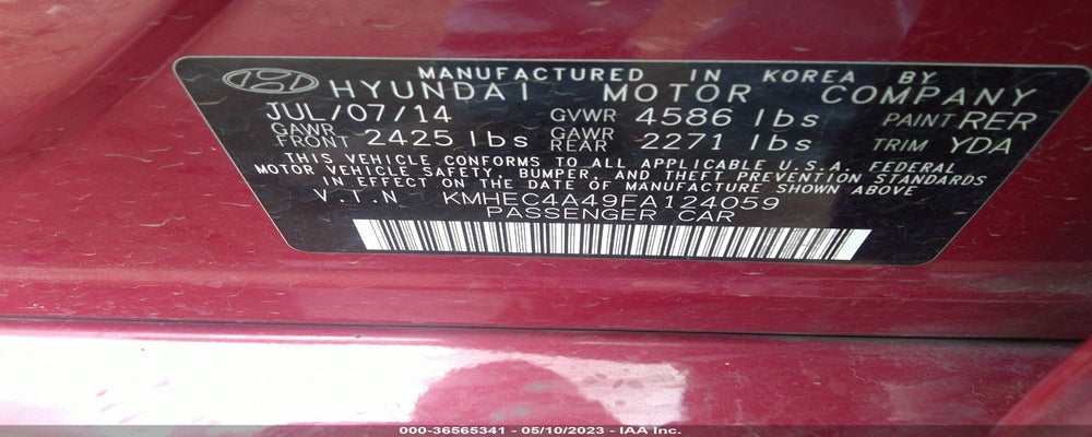 KMHEC4A49FA124059 2015 HYUNDAI SONATA HYBRID photo no. 9