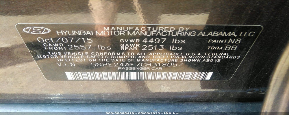 5NPE24AF7GH318057 2016 HYUNDAI SONATA photo no. 9