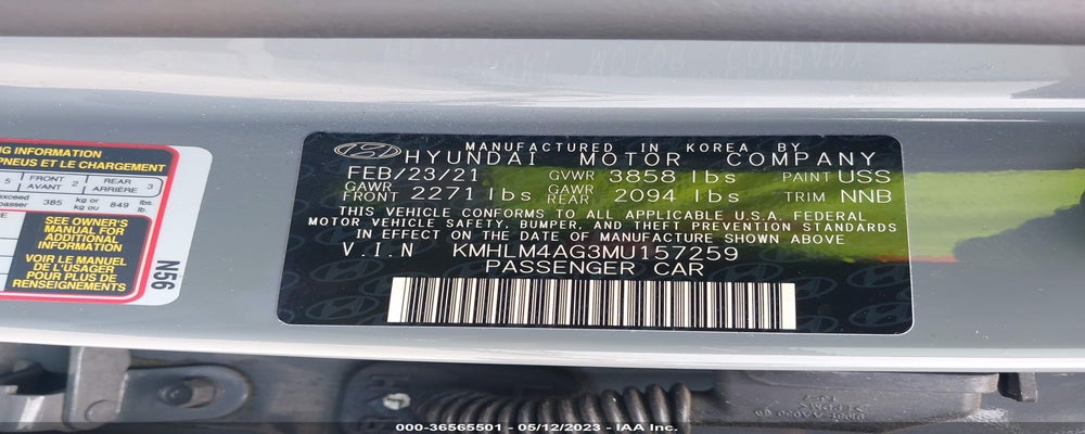 KMHLM4AG3MU157259 2021 HYUNDAI ELANTRA photo no. 9