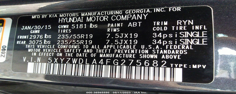 5XYZWDLA4FG275682 2015 HYUNDAI SANTA FE SPORT photo no. 9