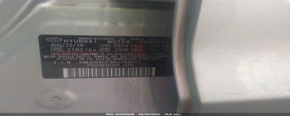 KMHD84LF3KU759072 2019 HYUNDAI ELANTRA photo no. 9
