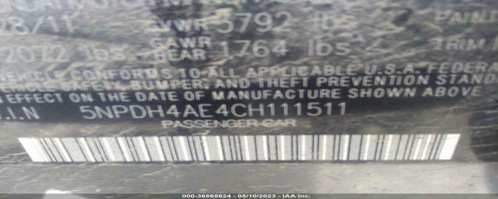 5NPDH4AE4CH111511 2012 HYUNDAI ELANTRA photo no. 9