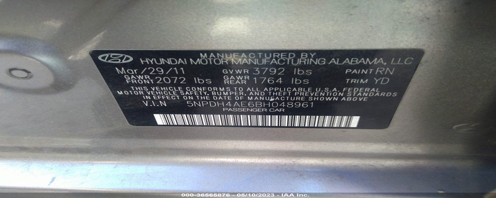 5NPDH4AE6BH048961 2011 HYUNDAI ELANTRA photo no. 9