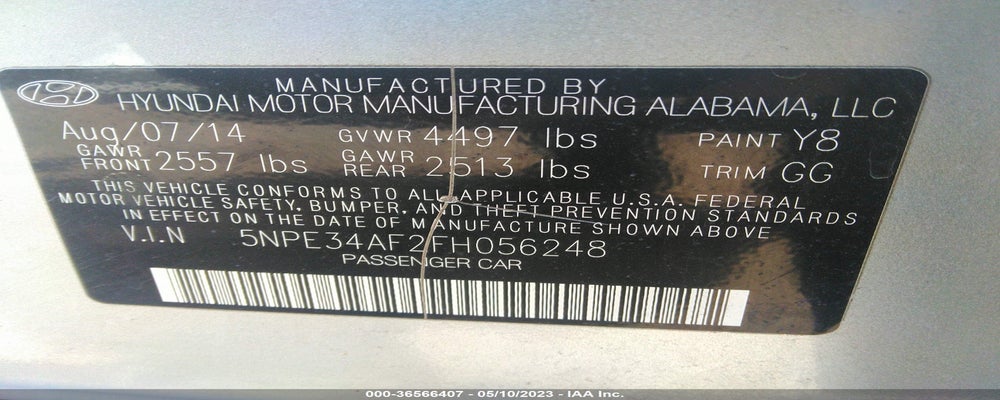 5NPE34AF2FH056248 2015 HYUNDAI SONATA photo no. 9
