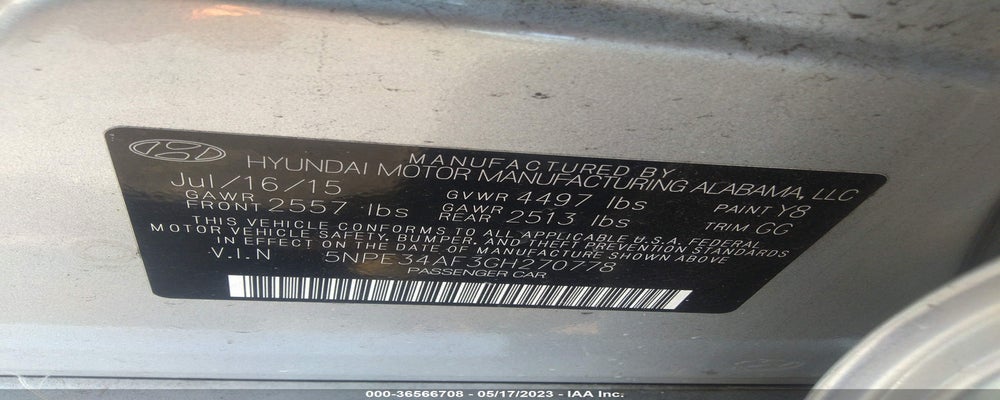 5NPE34AF3GH270778 2016 HYUNDAI SONATA photo no. 9