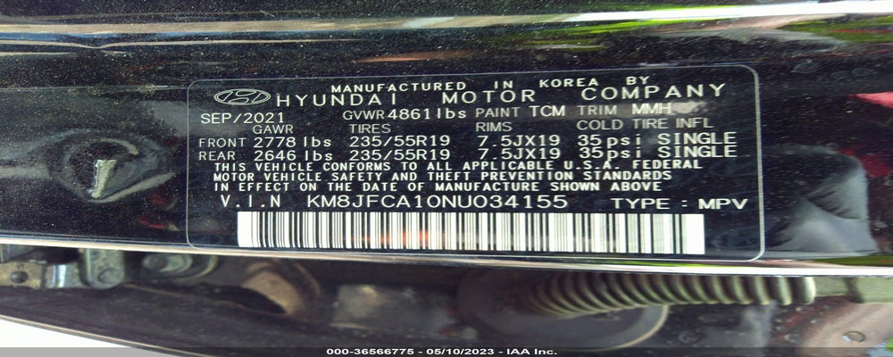 KM8JFCA10NU034155 2022 HYUNDAI TUCSON photo no. 9