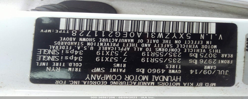5XYZW3LA0EG211728 2014 HYUNDAI SANTA FE SPORT photo no. 9