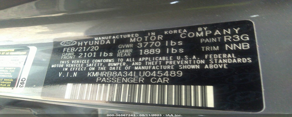 KMHRB8A34LU045489 2020 HYUNDAI VENUE photo no. 9