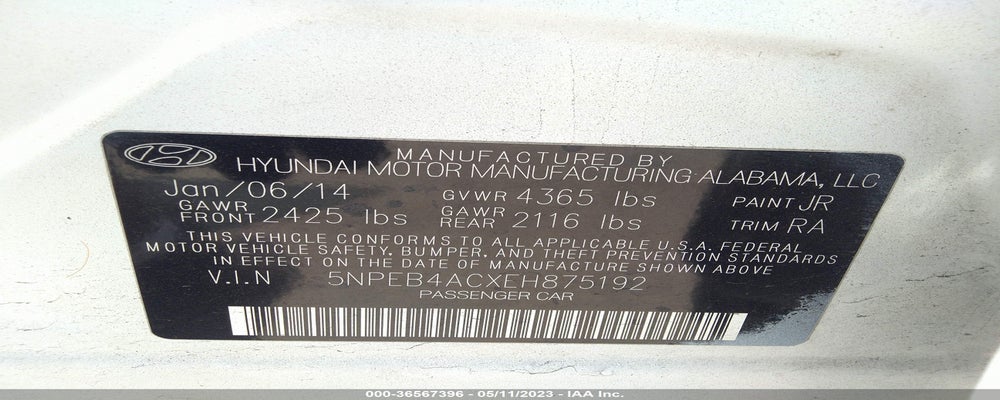 5NPEB4ACXEH875192 2014 HYUNDAI SONATA photo no. 9