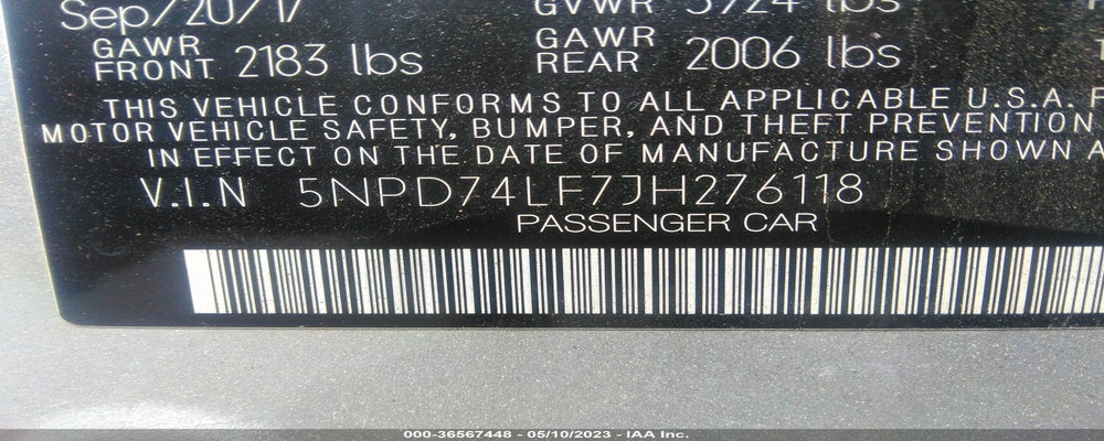 5NPD74LF7JH276118 2018 HYUNDAI ELANTRA photo no. 9