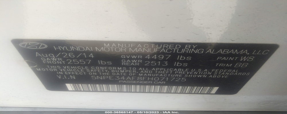 5NPE34AF8FH071725 2015 HYUNDAI SONATA photo no. 9