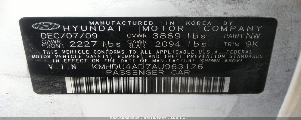 KMHDU4AD7AU963126 2010 HYUNDAI ELANTRA photo no. 9