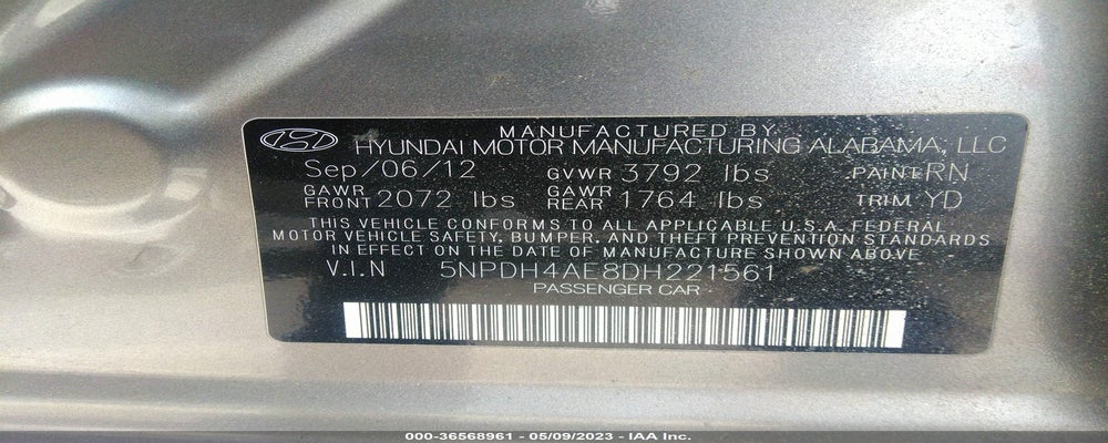 5NPDH4AE8DH221561 2013 HYUNDAI ELANTRA photo no. 9