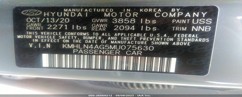 KMHLN4AG5MU075630 2021 HYUNDAI ELANTRA photo no. 9