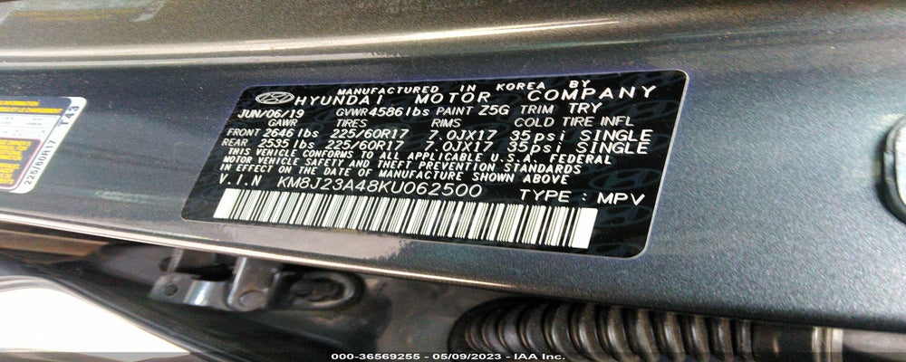 KM8J23A48KU062500 2019 HYUNDAI TUCSON photo no. 9