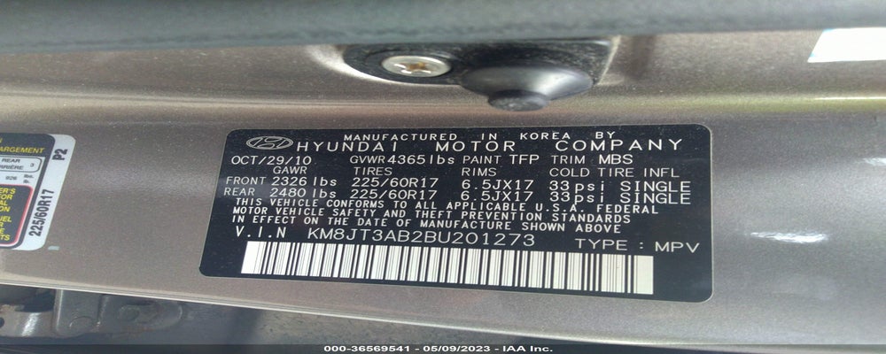 KM8JT3AB2BU201273 2011 HYUNDAI TUCSON photo no. 9