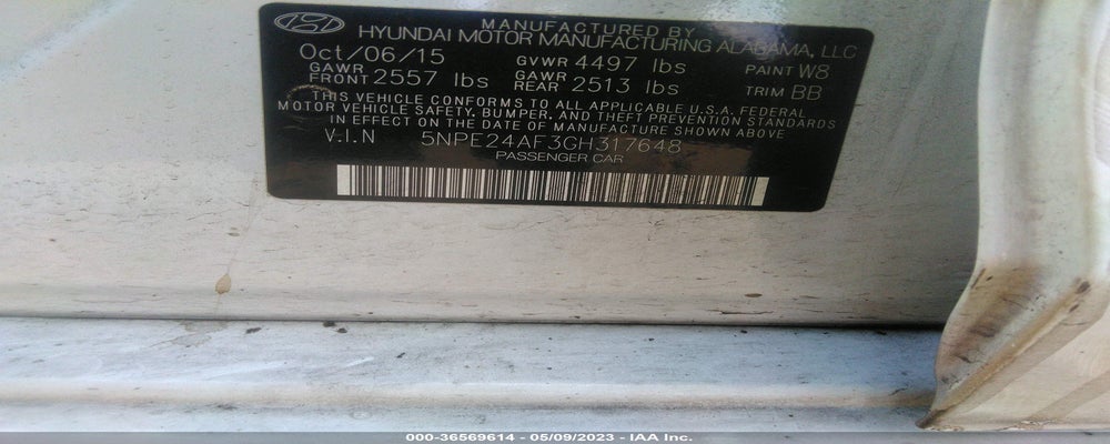 5NPE24AF3GH317648 2016 HYUNDAI SONATA photo no. 9