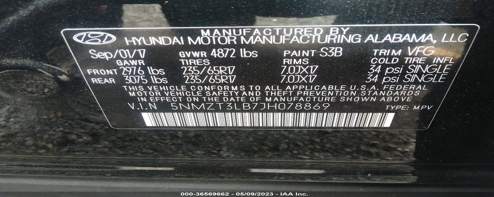 5NMZT3LB7JH078869 2018 HYUNDAI SANTA FE SPORT photo no. 9