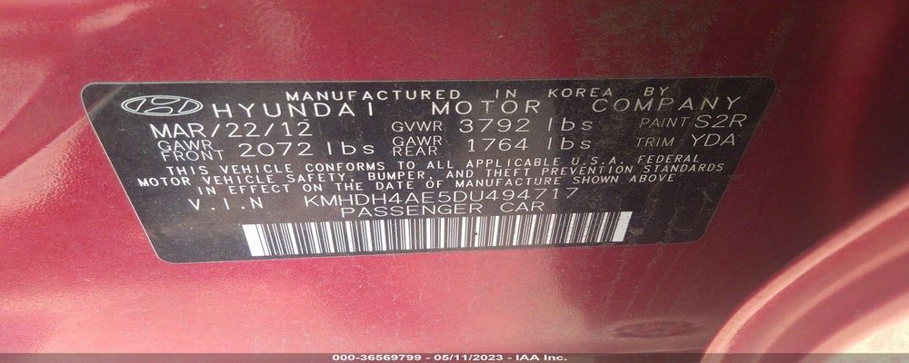 KMHDH4AE5DU494717 2013 HYUNDAI ELANTRA photo no. 9