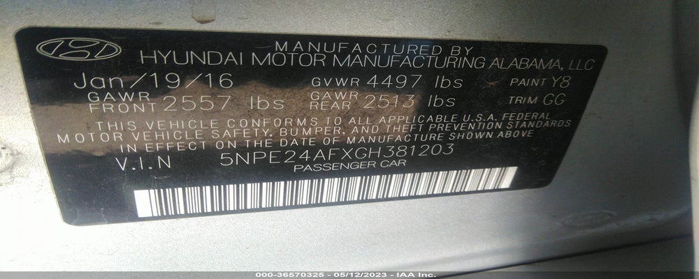 5NPE24AFXGH381203 2016 HYUNDAI SONATA photo no. 9
