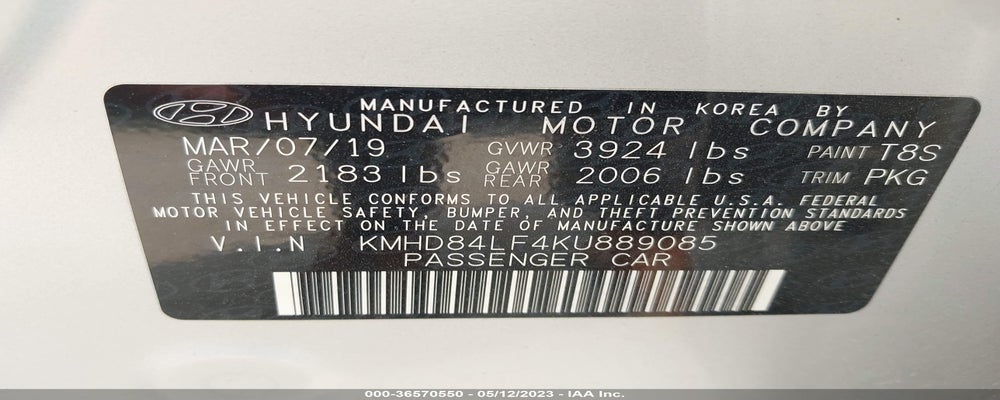 KMHD84LF4KU889085 2019 HYUNDAI ELANTRA photo no. 9