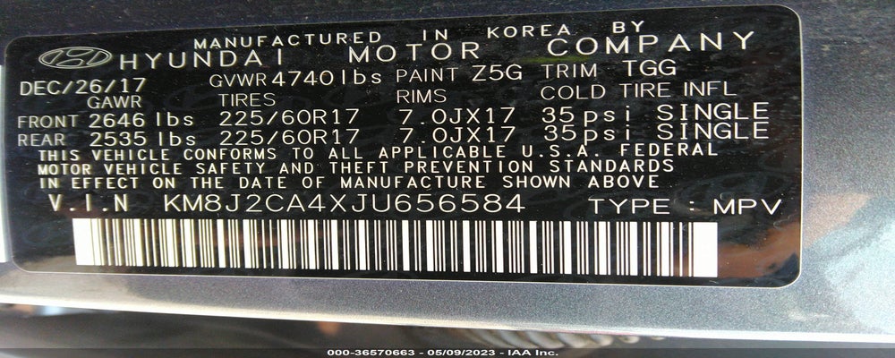 KM8J2CA4XJU656584 2018 HYUNDAI TUCSON photo no. 9