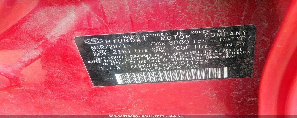 KMHDH4AH6GU511796 2016 HYUNDAI ELANTRA photo no. 9