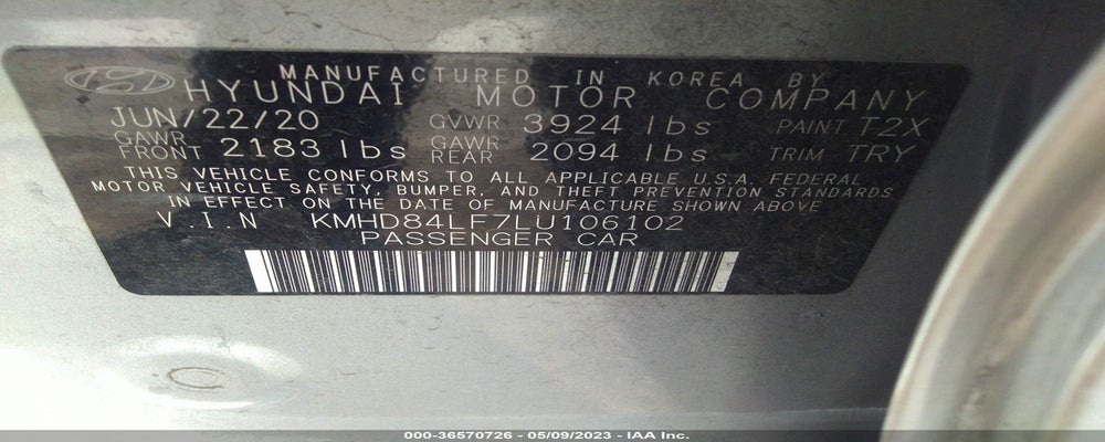 KMHD84LF7LU106102 2020 HYUNDAI ELANTRA photo no. 9