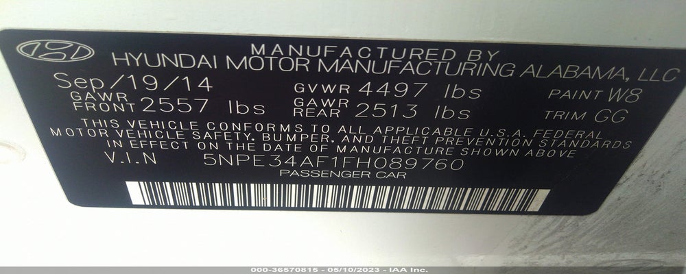 5NPE34AF1FH089760 2015 HYUNDAI SONATA photo no. 9