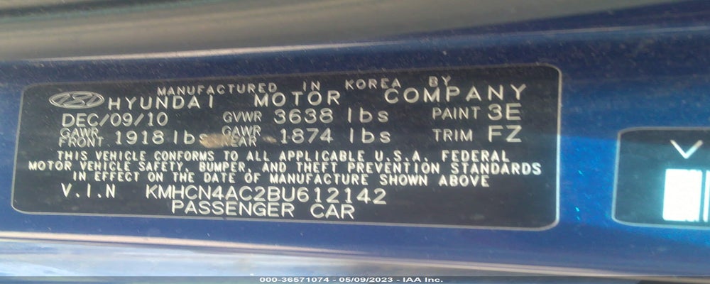 KMHCN4AC2BU612142 2011 HYUNDAI ACCENT photo no. 9