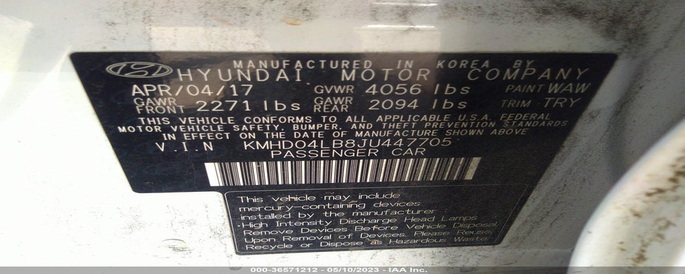 KMHD04LB8JU447705 2018 HYUNDAI ELANTRA photo no. 9