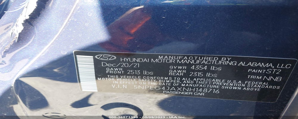 5NPEG4JAXNH148716 2022 HYUNDAI SONATA photo no. 9