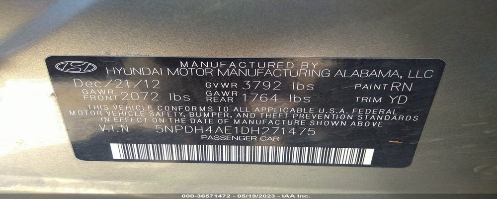 5NPDH4AE1DH271475 2013 HYUNDAI ELANTRA photo no. 9