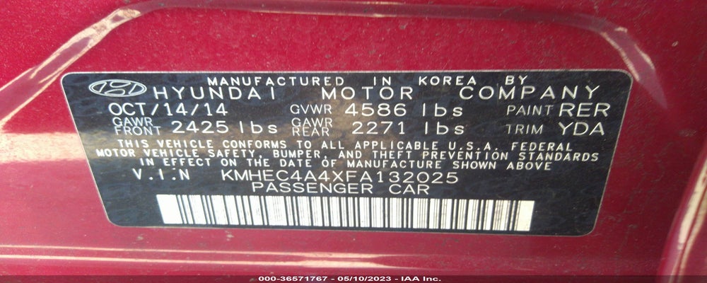 KMHEC4A4XFA132025 2015 HYUNDAI SONATA HYBRID photo no. 9