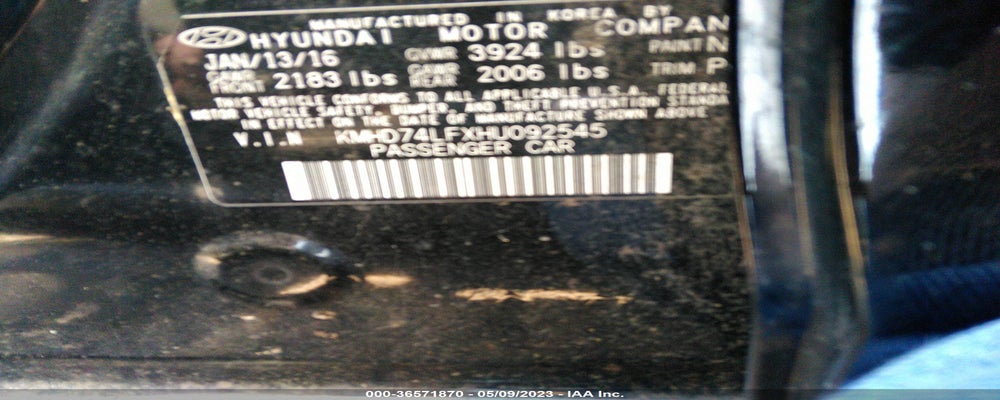 KMHD74LFXHU092545 2017 HYUNDAI ELANTRA photo no. 9