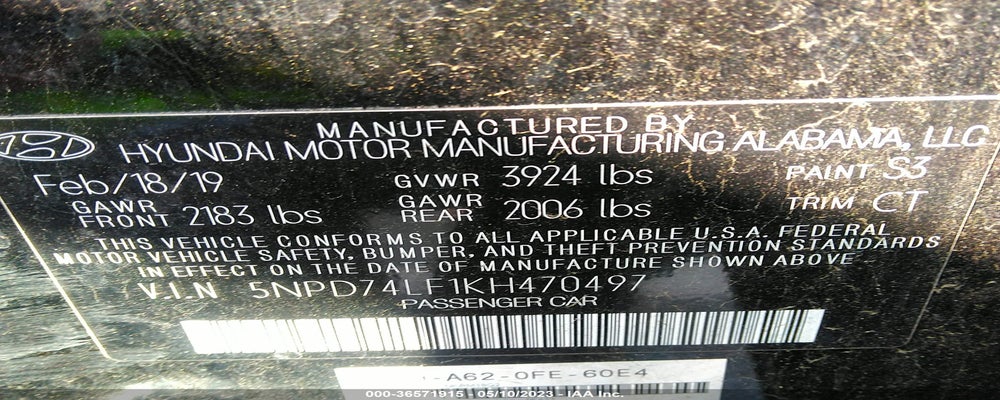 5NPD74LF1KH470497 2019 HYUNDAI ELANTRA photo no. 9