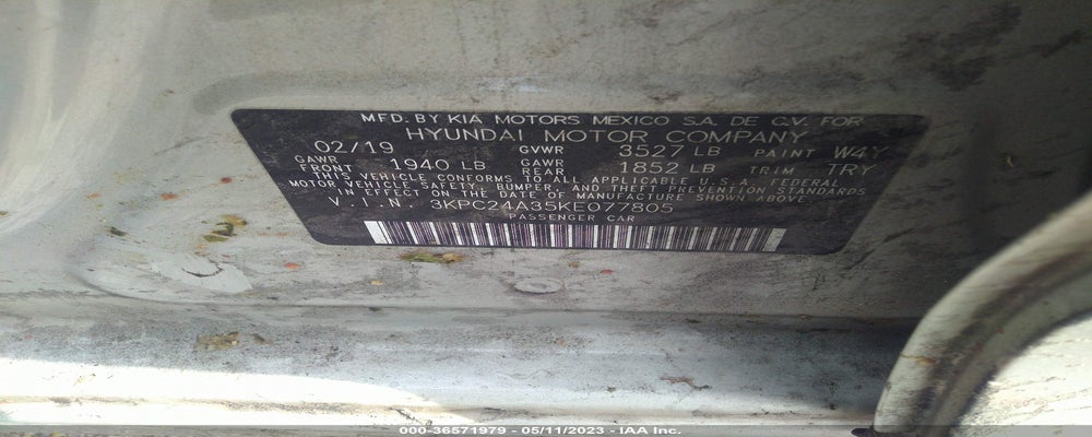 3KPC24A35KE077805 2019 HYUNDAI ACCENT photo no. 9