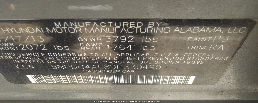 5NPDH4AE8DH330490 2013 HYUNDAI ELANTRA photo no. 9